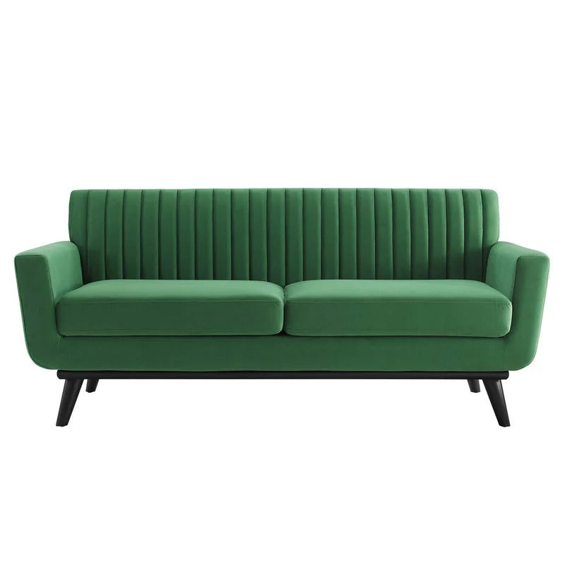 Loveseat: 64" Wide Faux Leatherette Square Arm Loveseat
