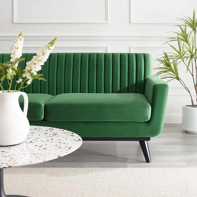 Loveseat: 64" Wide Faux Leatherette Square Arm Loveseat