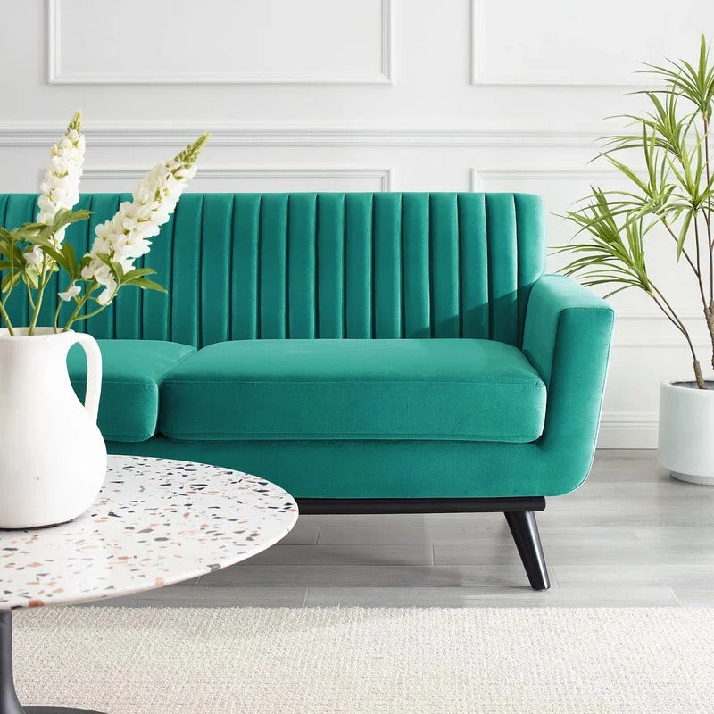 Loveseat: 64" Wide Faux Leatherette Square Arm Loveseat