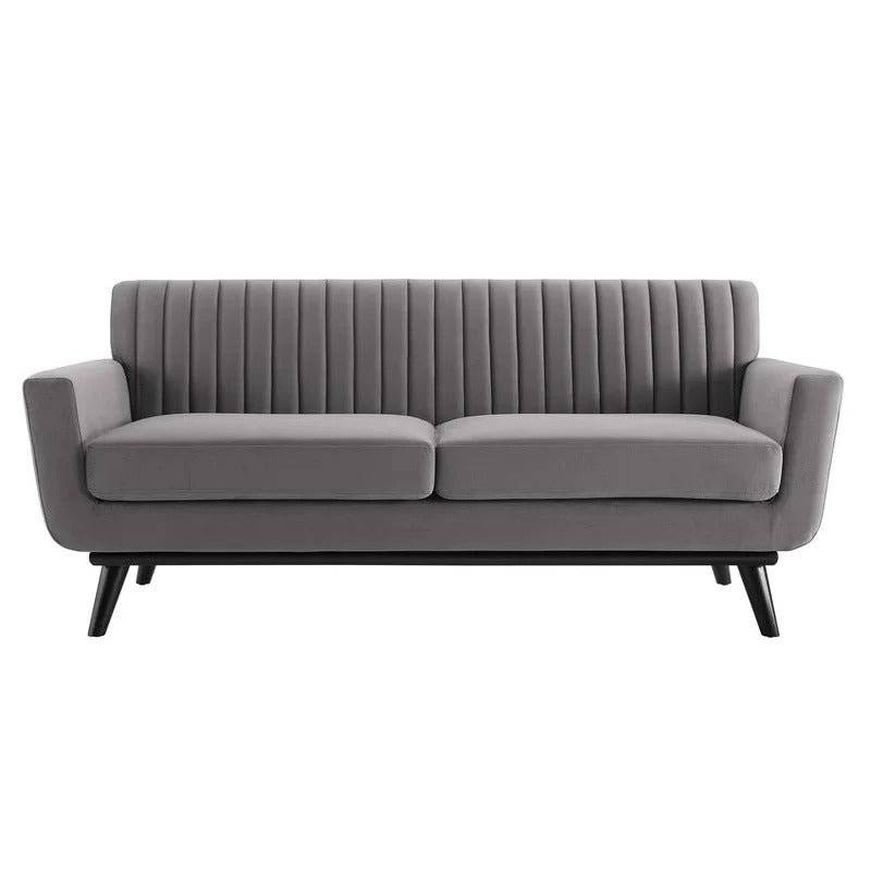 Loveseat: 64" Wide Faux Leatherette Square Arm Loveseat