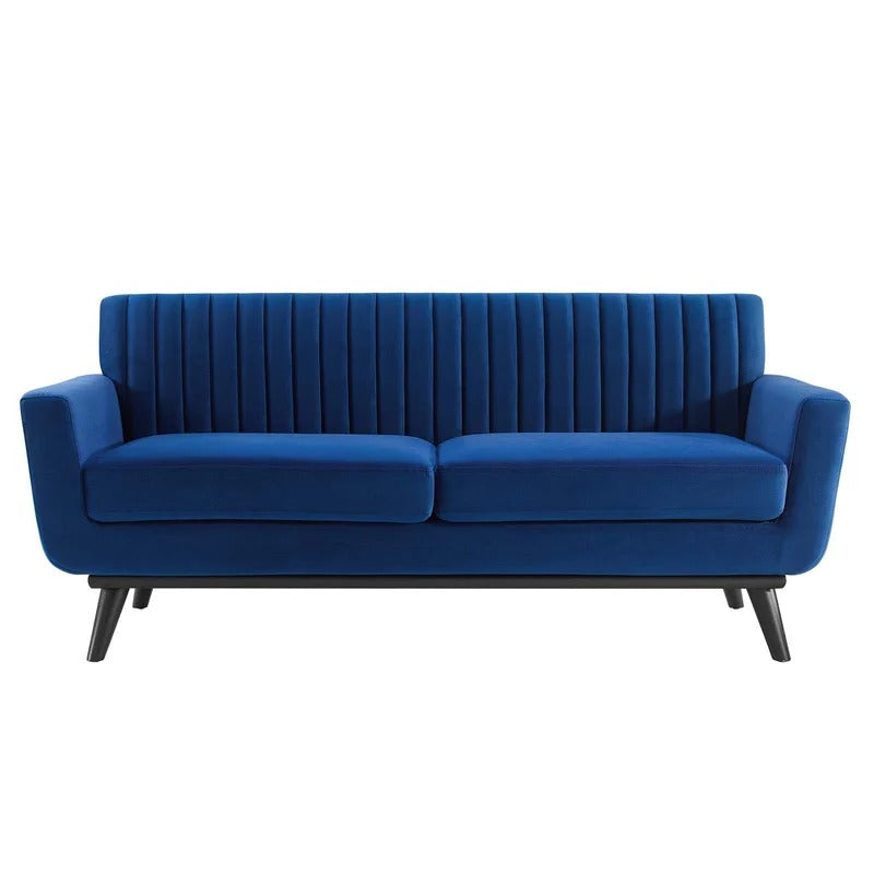 Loveseat: 64" Wide Faux Leatherette Square Arm Loveseat