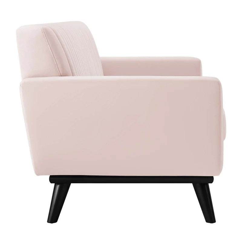 Loveseat: 64" Wide Faux Leatherette Square Arm Loveseat
