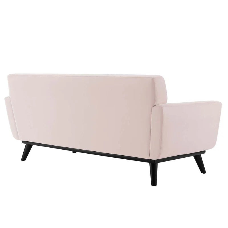 Loveseat: 64" Wide Faux Leatherette Square Arm Loveseat