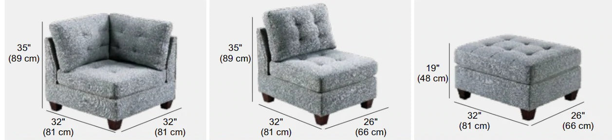 L shape Sofa Set Tufted Seat 4 Seater Sofa Set