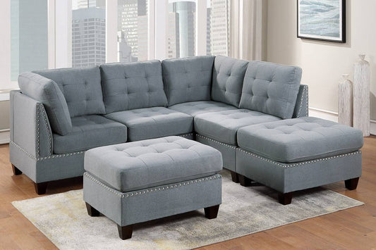 L shape Sofa Set : Tufted Seat 4 Seater Sofa Set