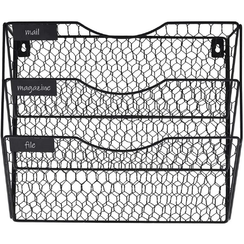 Magazine Racks: Mail Organizer Wall Mount Hanging File Storage, Metal Wire Magazine Rack 3 Tier