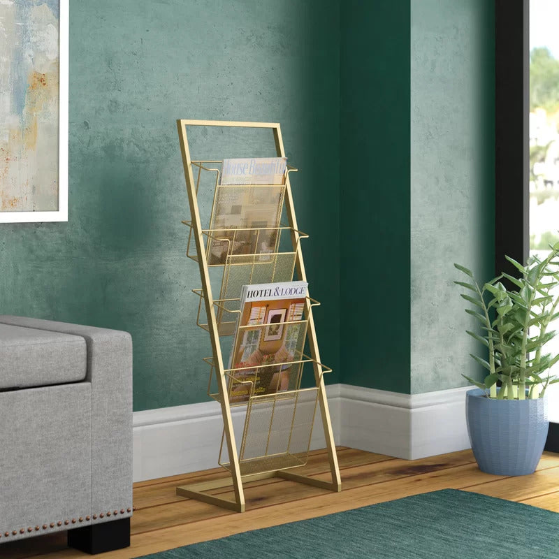 Magazine Racks: Traditional 4-Shelf Slanted Magazine Rack