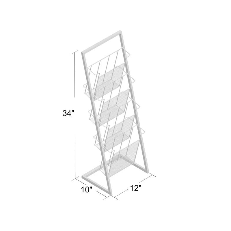 Magazine Racks: Traditional 4-Shelf Slanted Magazine Rack
