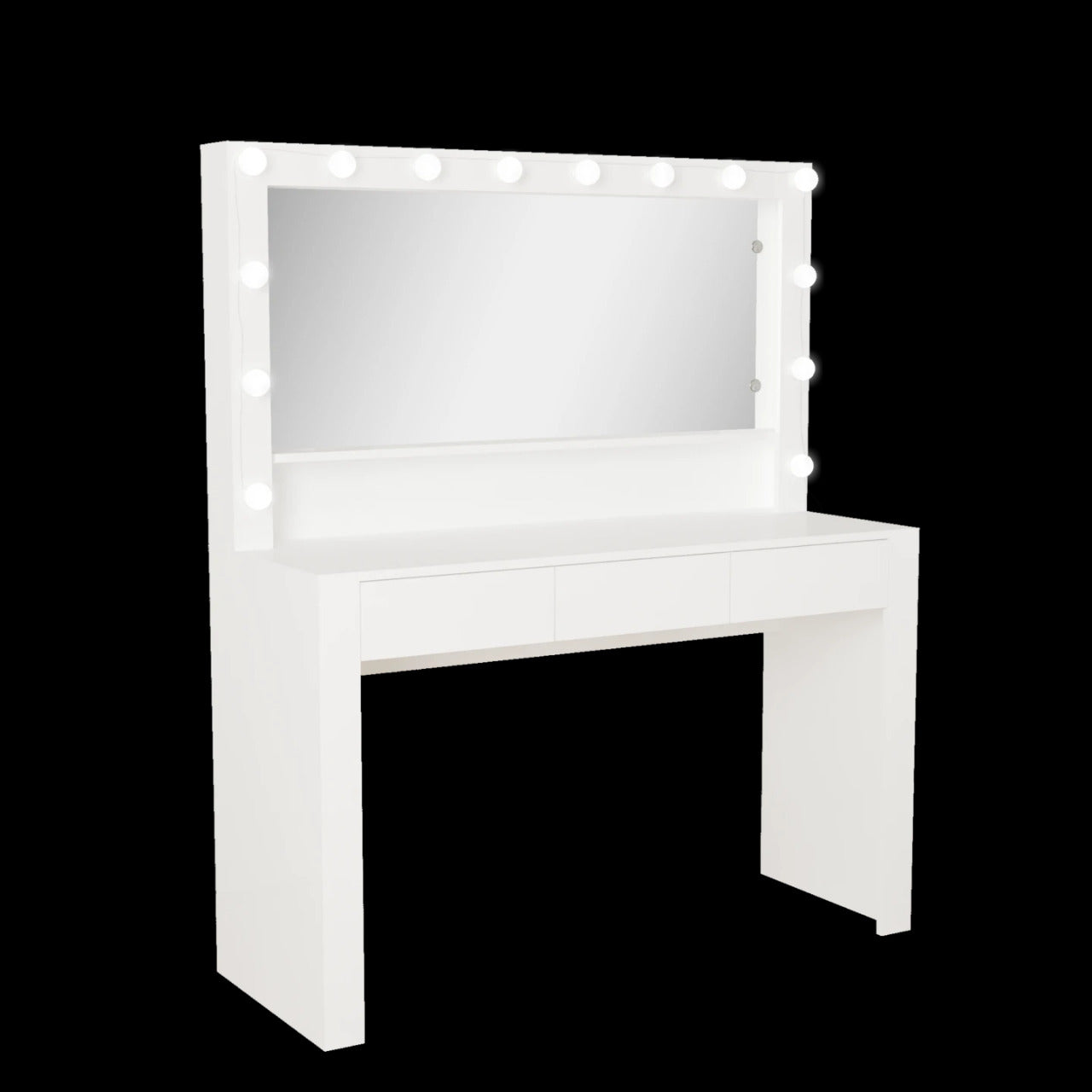 Makeup Vanity: Dressing Table With wide mirror & Light Bulbs