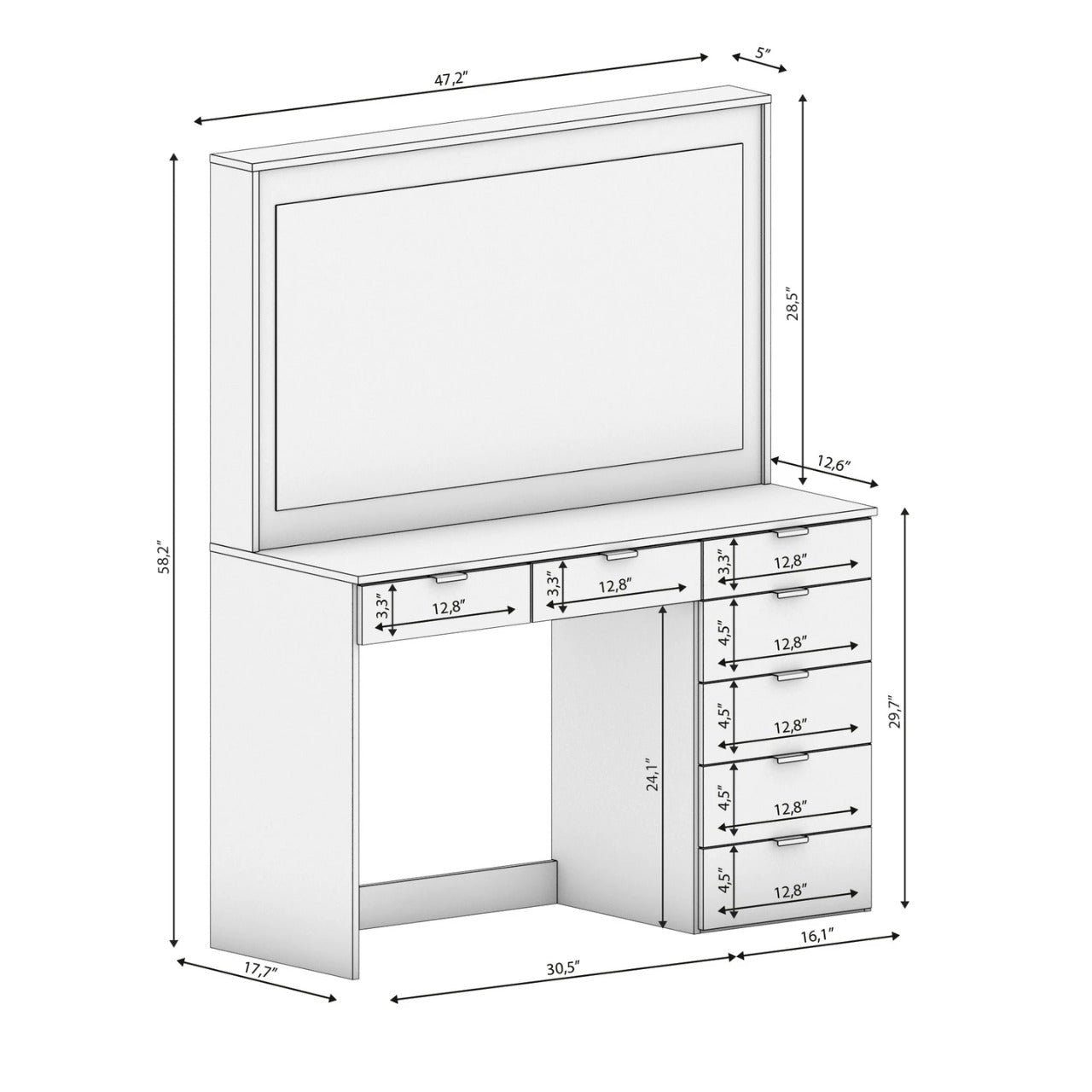 Makeup Vanity : Elly Vanity Dressing Table