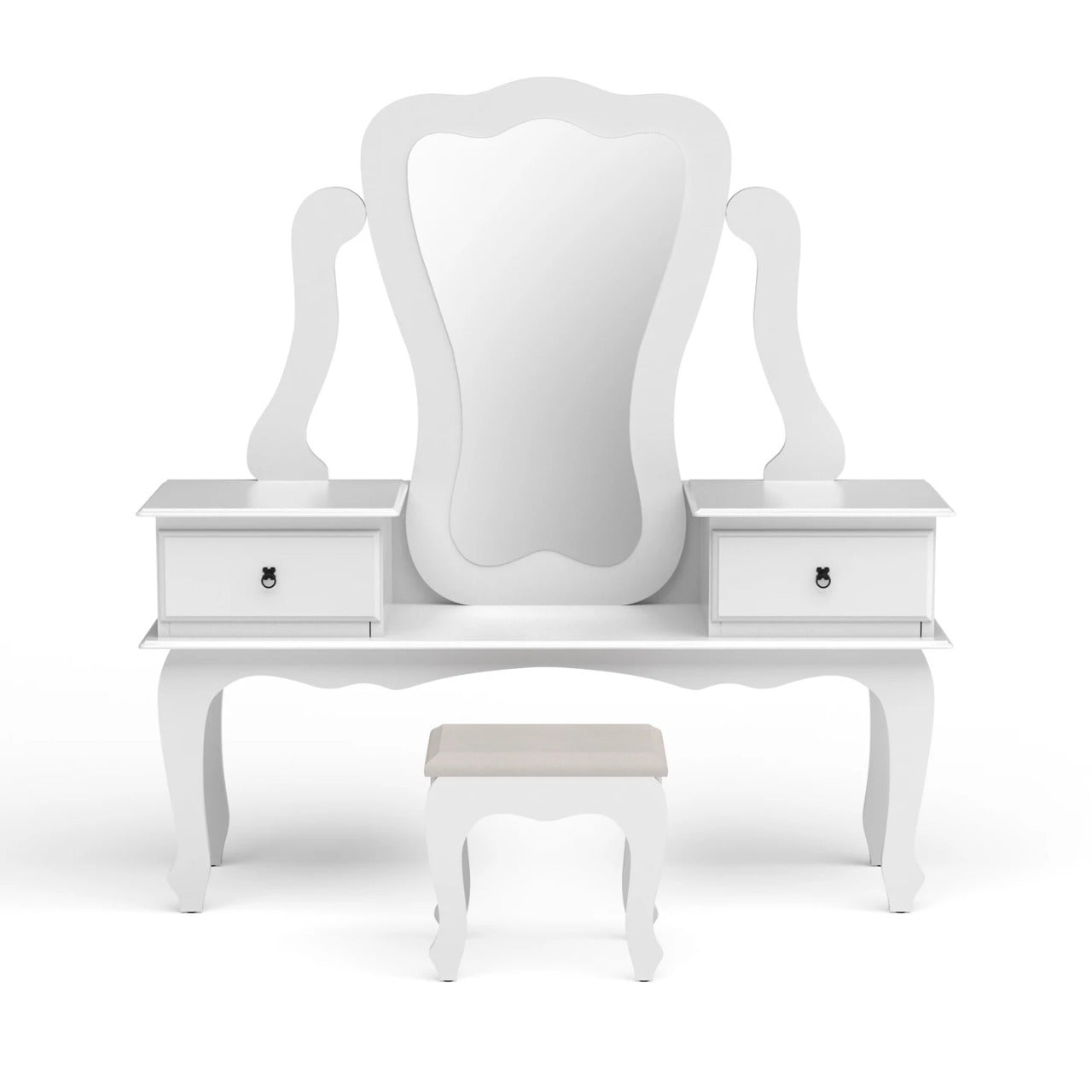 Makeup Vanity: Gian Vanity with Bench, White & 02 drawers
