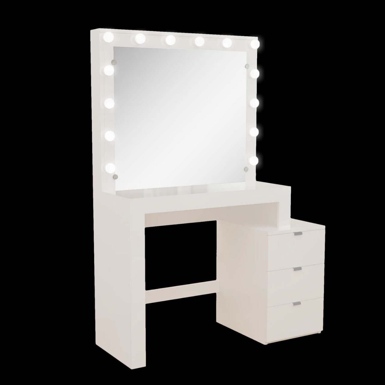 Makeup Vanity: Grinner Vanity with LED Light Bulbs