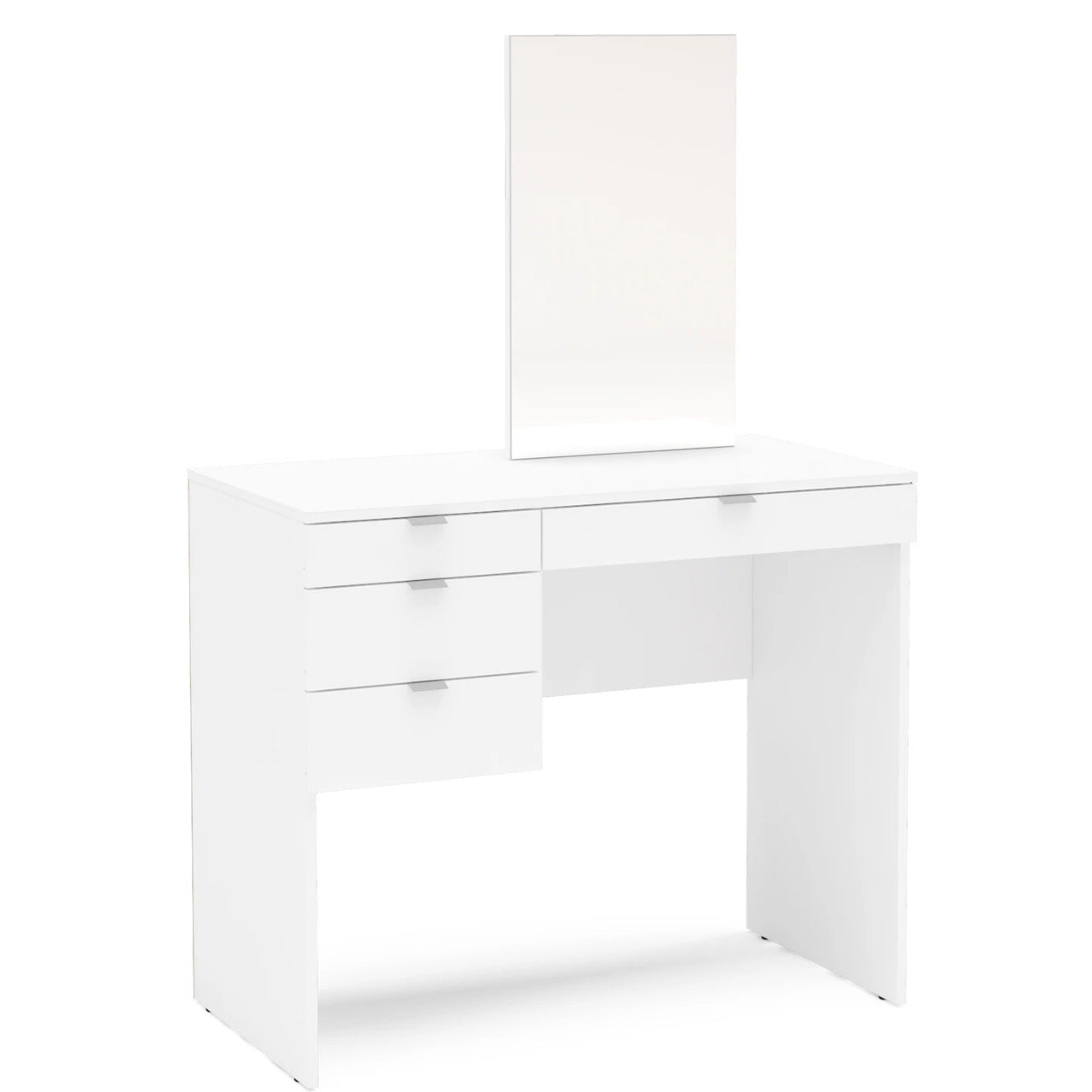 Makeup Vanity : Kate Dressing Table with Mirror, White Finish , 4 Drawers