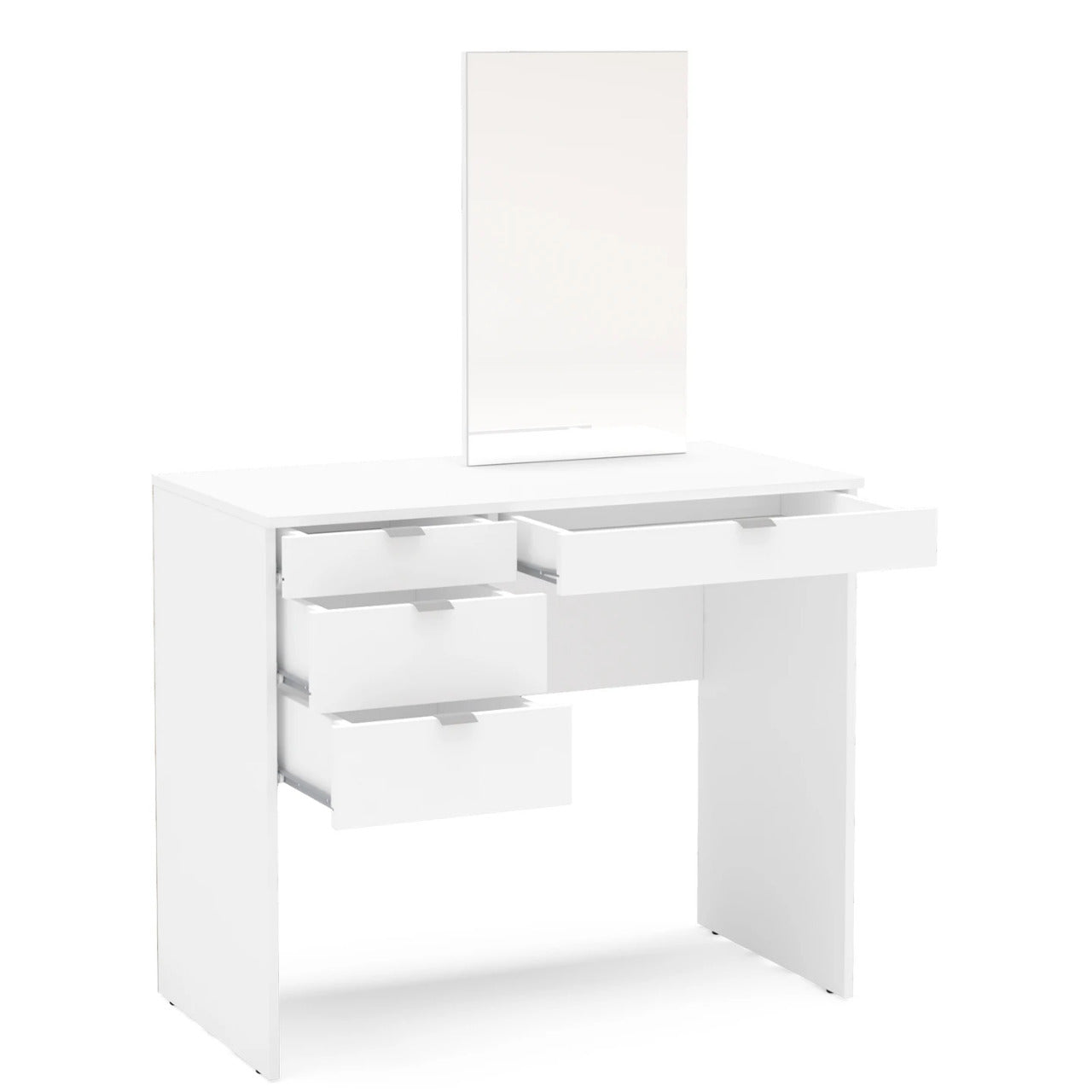 Makeup Vanity : Kate Dressing Table with Mirror, White Finish , 4 Drawers