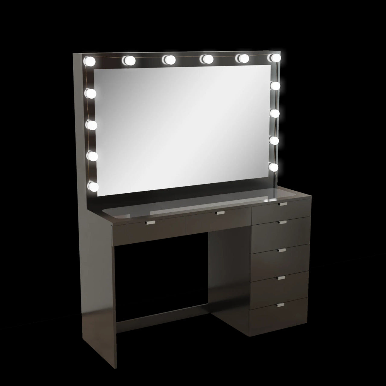 Makeup Vanity: Lighted Vanity with Glass Top Dressing Table