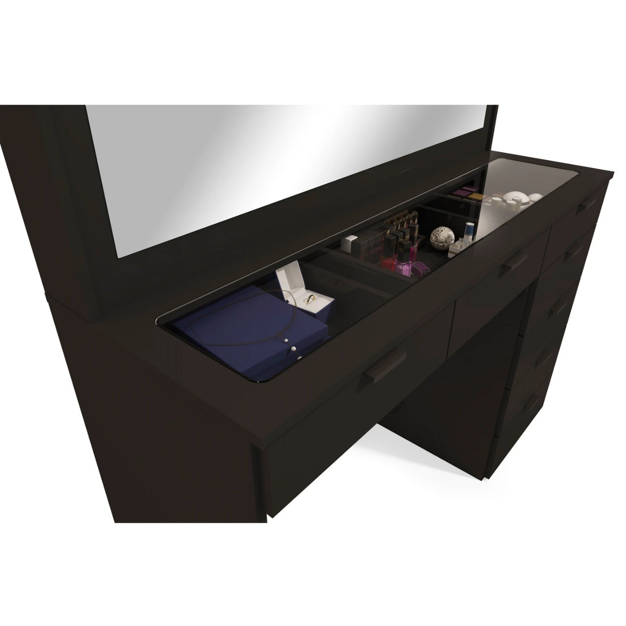 Makeup Vanity: Lighted Vanity with Glass Top Dressing Table