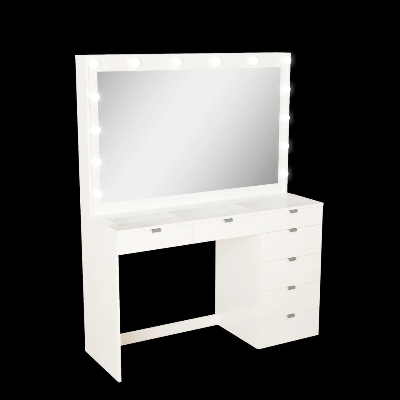 Makeup Vanity: Lighted Vanity with Glass Top Dressing Table