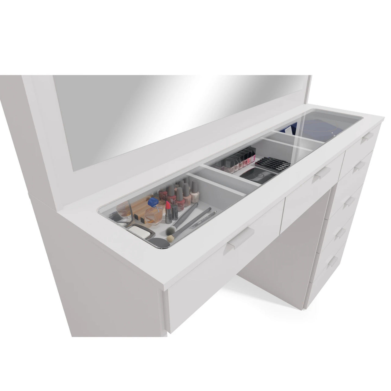 Makeup Vanity: Lighted Vanity with Glass Top Dressing Table