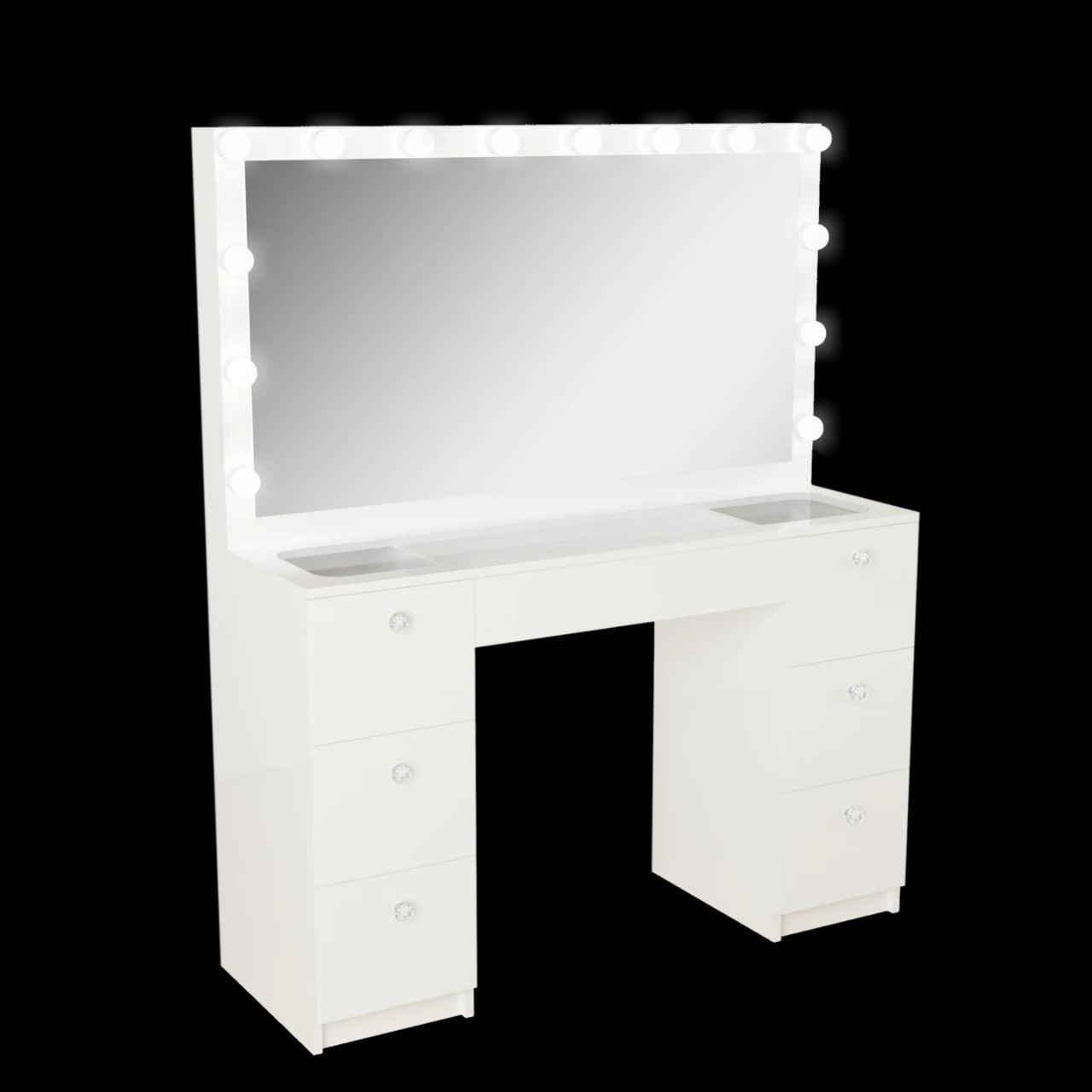 Makeup Vanity: Lighted Vanity with Glass Top