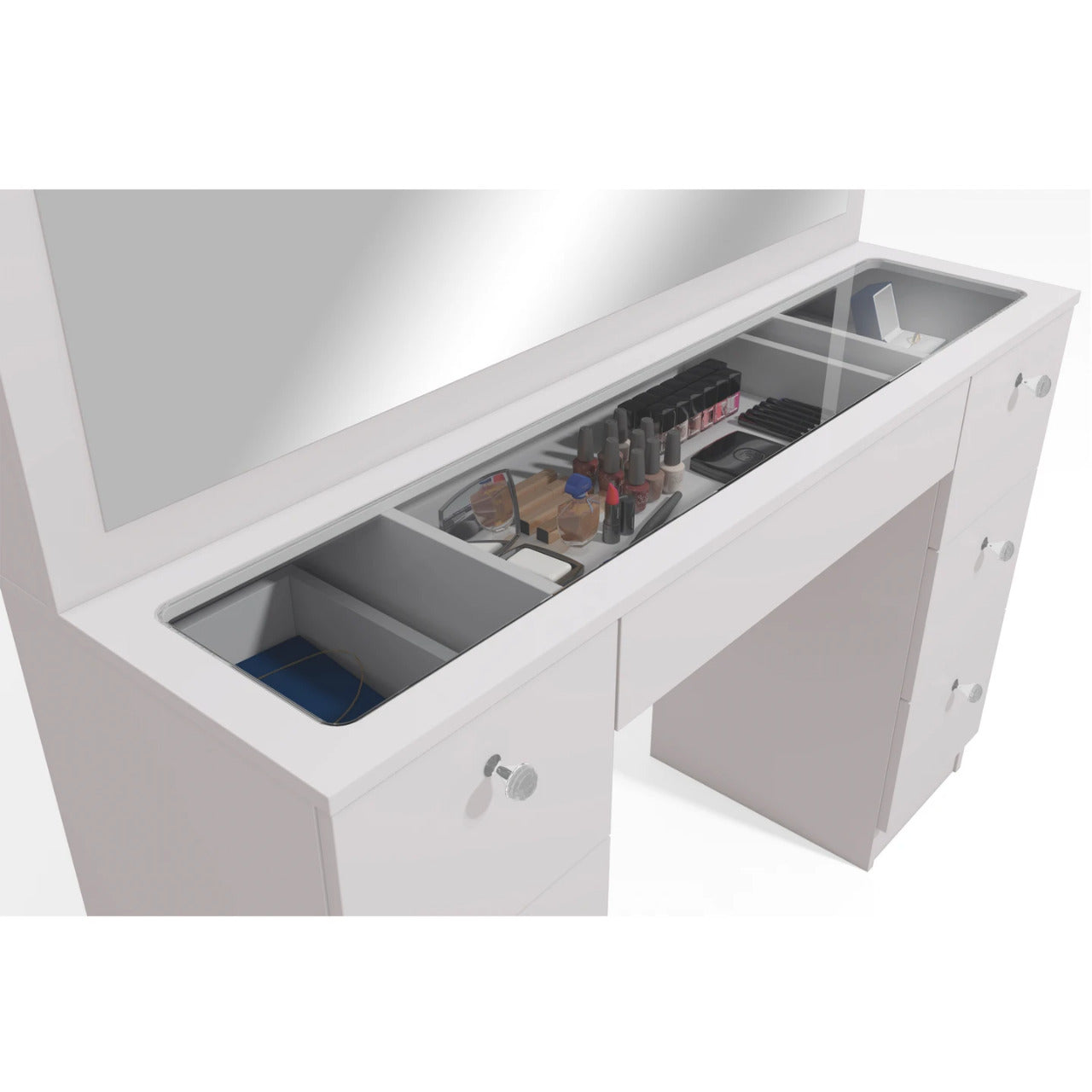 Makeup Vanity: Lighted Vanity with Glass Top