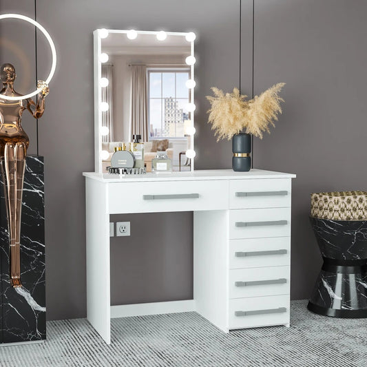 Makeup Vanity: Luise Vanity with Light Bulbs