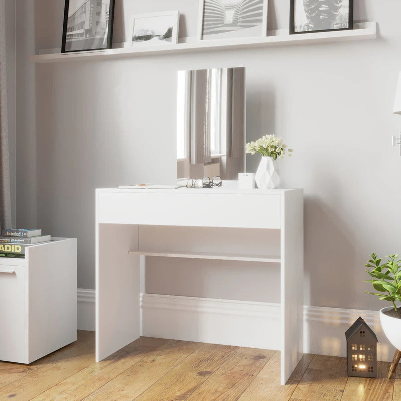 Makeup Vanity: Modern Dressing Table with Mirror & 1 Drawer