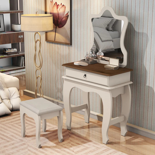 Makeup Vanity: Vanity Set, Pearl-Brown with 9 dividers