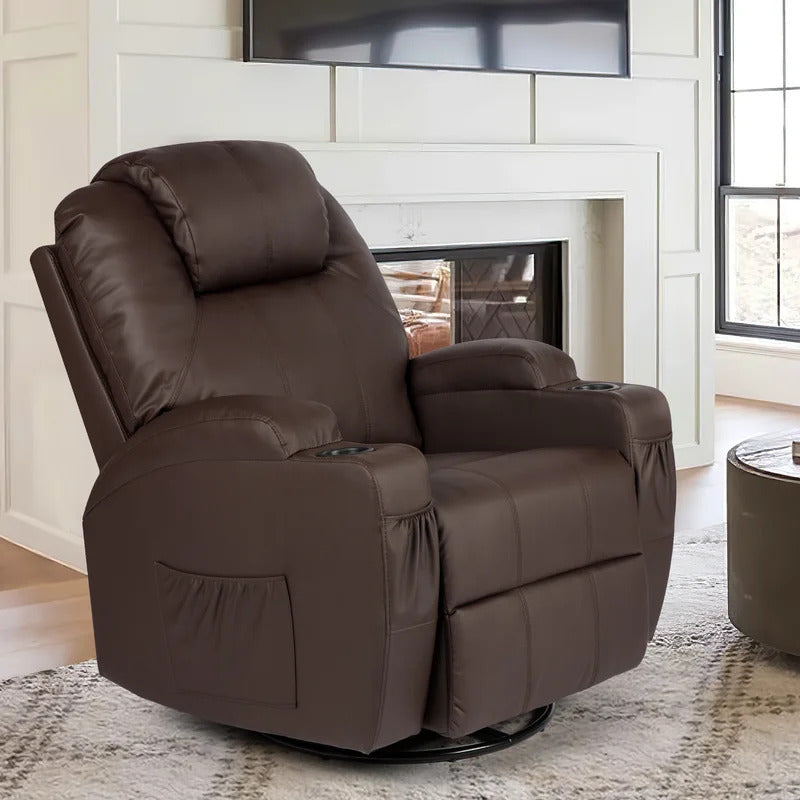 Massage Chairs: Black Leatherette 360° Swivel Heated Massage Chair