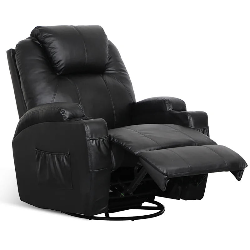 Massage Chairs: Black Leatherette 360° Swivel Heated Massage Chair
