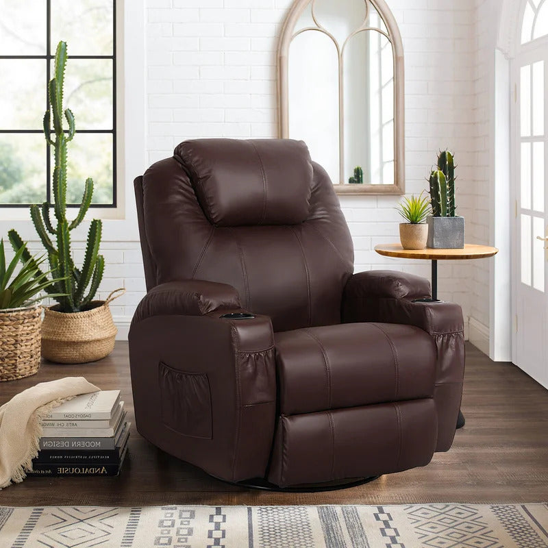 Massage Chairs: Black Leatherette 360° Swivel Heated Massage Chair