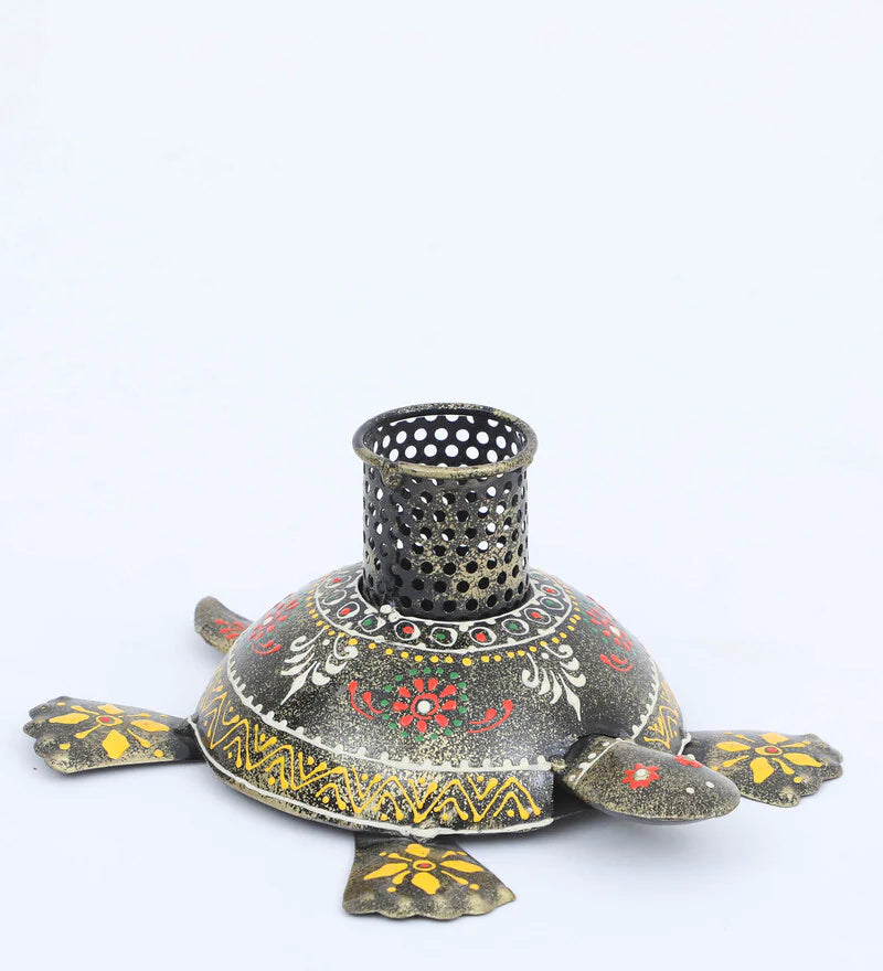 Pen Stand : Metal Multicolour Hand Painted Tortoise Pen Stand