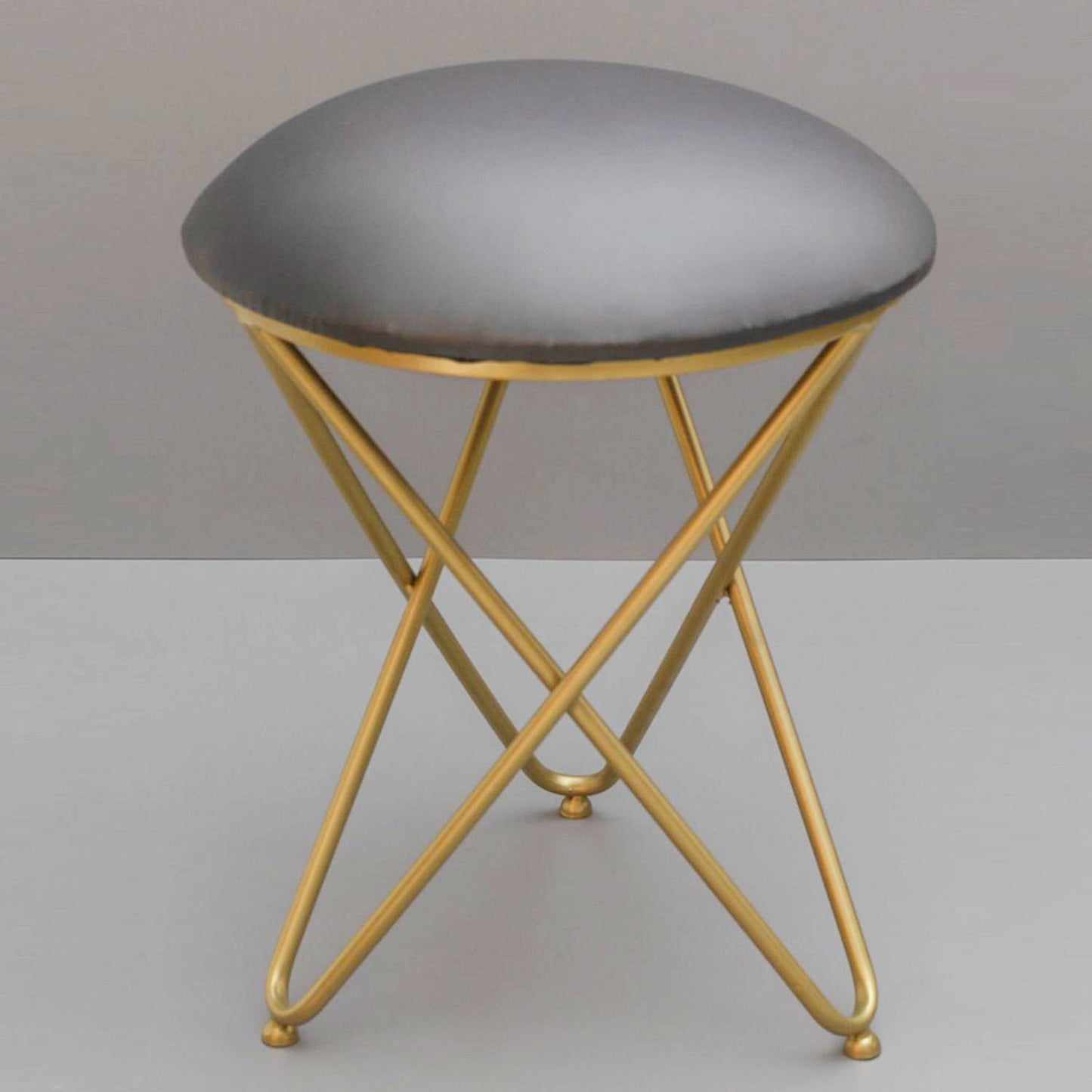 Metallic Stools: Black Leatherette Cross Leg Ottoman
