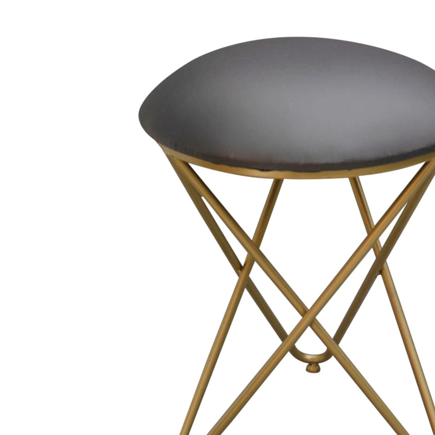 Metallic Stools: Black Leatherette Cross Leg Ottoman