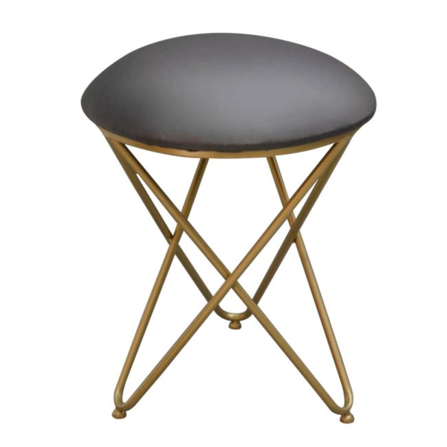 Metallic Stools: Black Leatherette Cross Leg Ottoman
