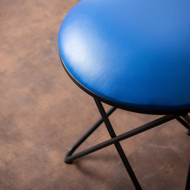 Metallic Stools: Black & Cream Cage Ottoman