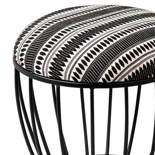 Metallic Stools: Black & Cream Cage Ottoman