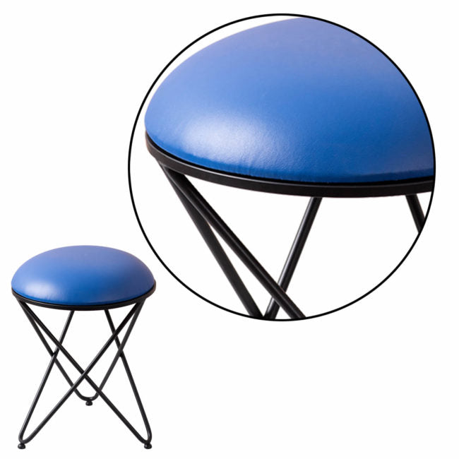 Metallic Stools: Black & Cream Cage Ottoman