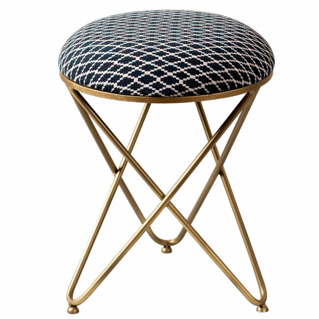 Metallic Stools: Black & White Cross Legs Ottoman