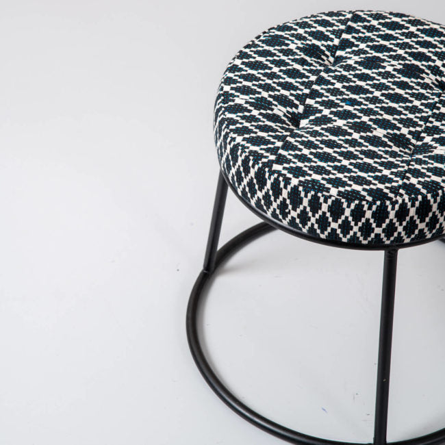 Metallic Stools: Black & White Metallic Ottoman