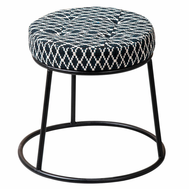 Metallic Stools: Black & White Metallic Ottoman