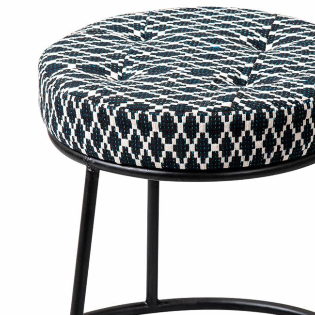 Metallic Stools: Black & White Metallic Ottoman