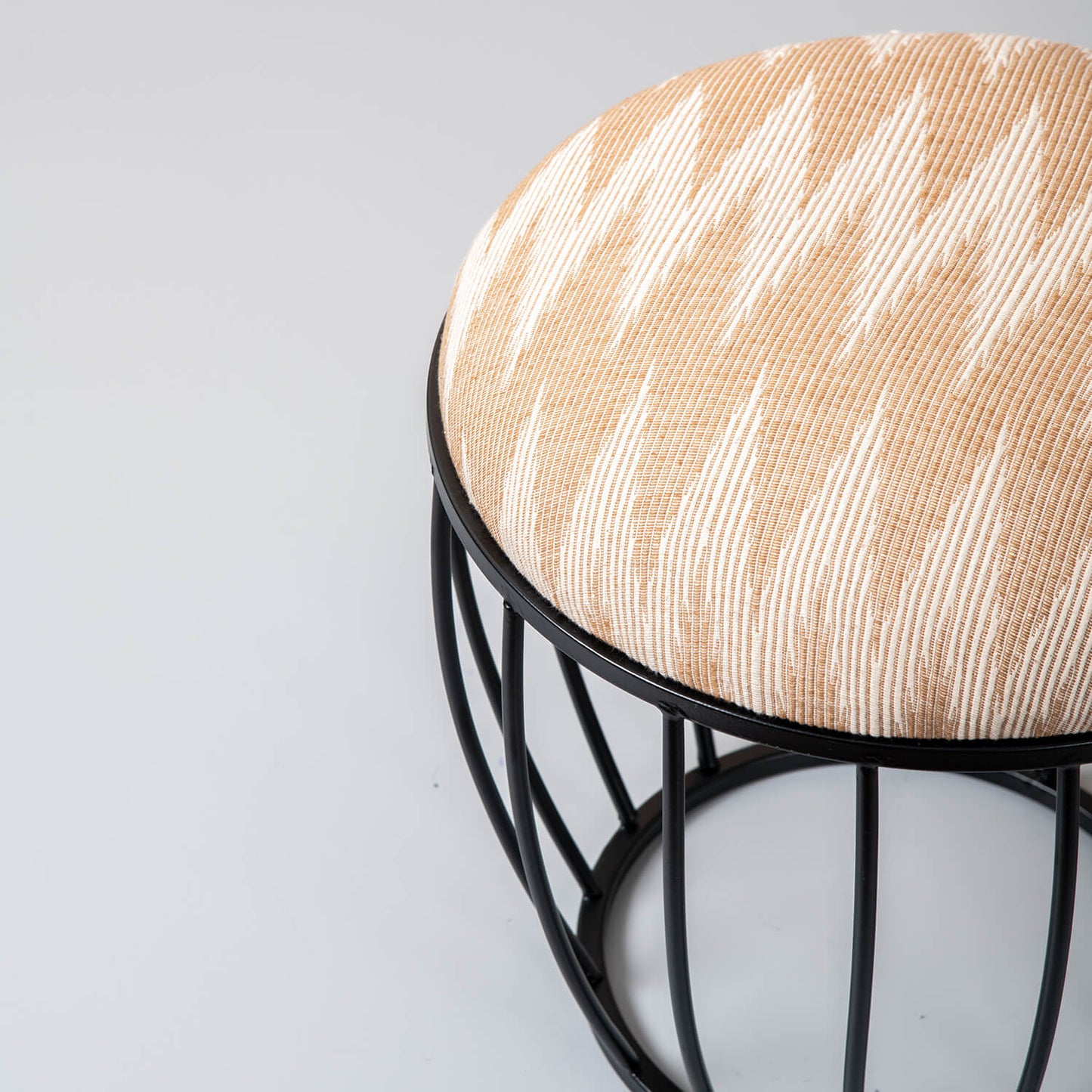 Metallic Stools: Cream & Beige Cage Ottoman