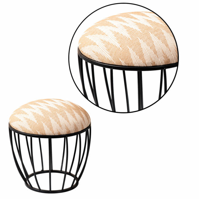 Metallic Stools: Cream & Beige Cage Ottoman
