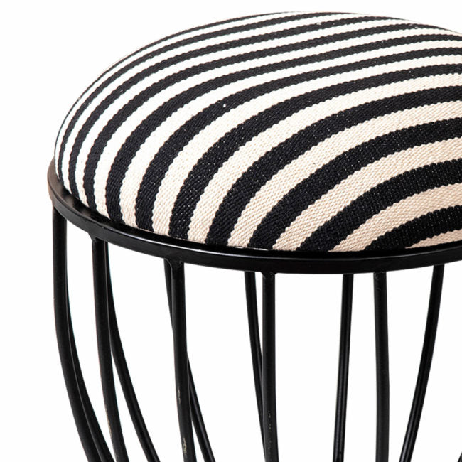 Metallic Stools: Luxurious Black & White Cage Ottoman