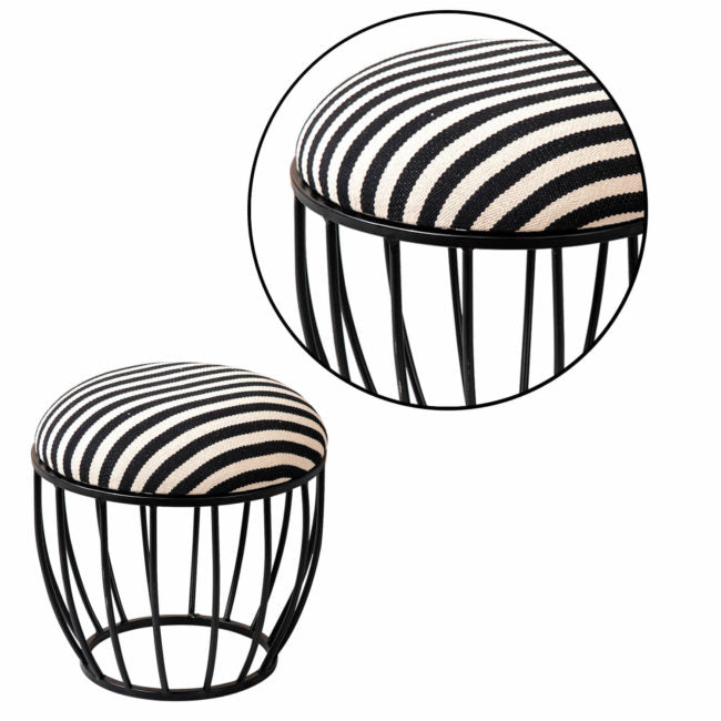 Metallic Stools: Luxurious Black & White Cage Ottoman