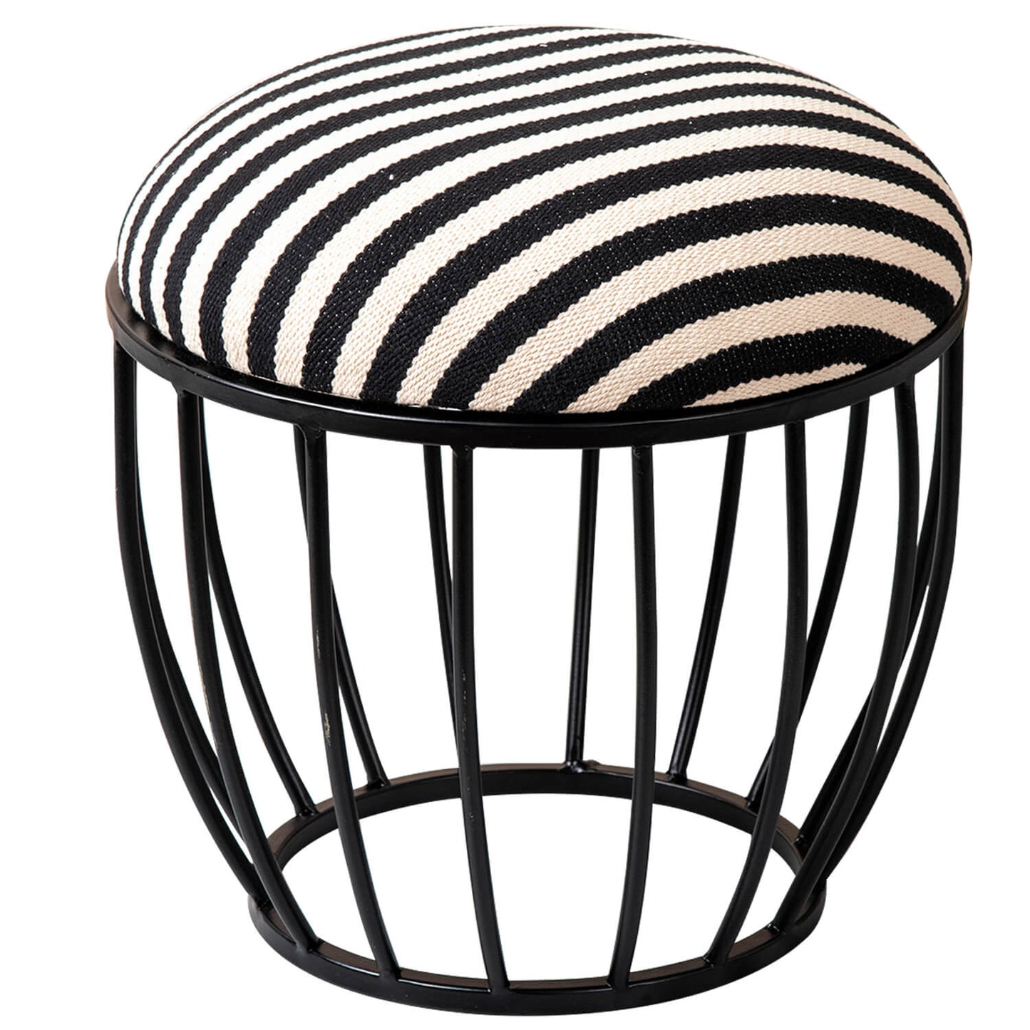 Metallic Stools: Luxurious Black & White Cage Ottoman
