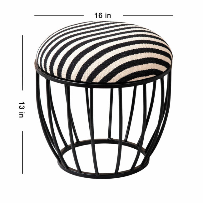Metallic Stools: Luxurious Black & White Cage Ottoman