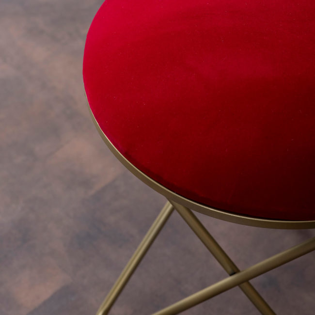 Metallic Stools: Maroon Velvet Cross Leg Ottoman