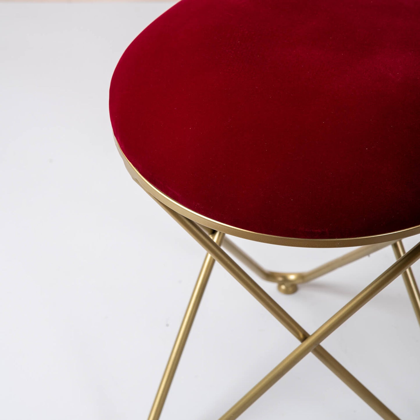 Metallic Stools: Maroon Velvet Cross Leg Ottoman