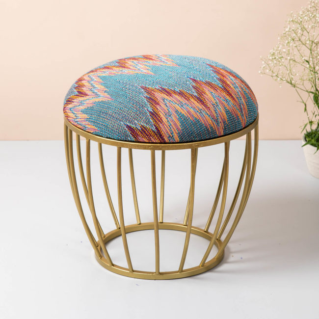 Metallic Stools: Multicolor Cage Ottoman